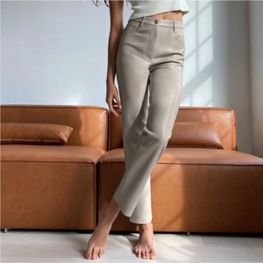 Artizia Wilfred The Melina Pant Light Taupe High-Waisted Vegan Leather Trousers